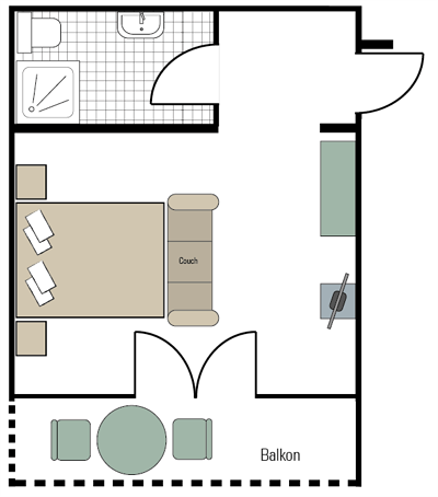 Doppelzimmer mit Balkon und Seeblick